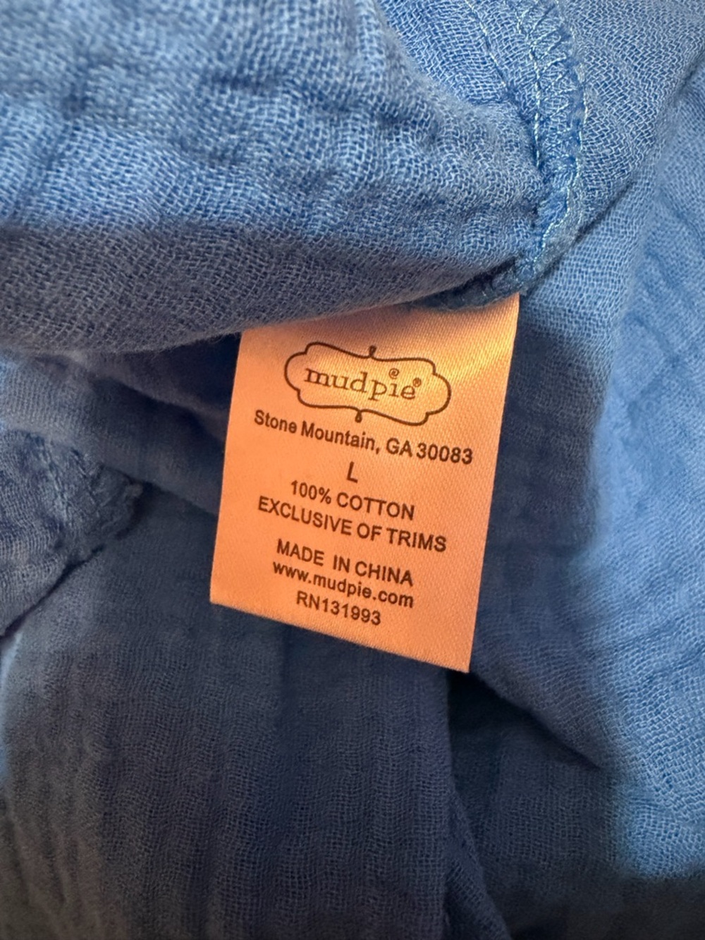 Mud Pie Blue Martha Maxi Dress Cotton Gauze Flutter Sleeve Tiered NWT L - Picture 7 of 8